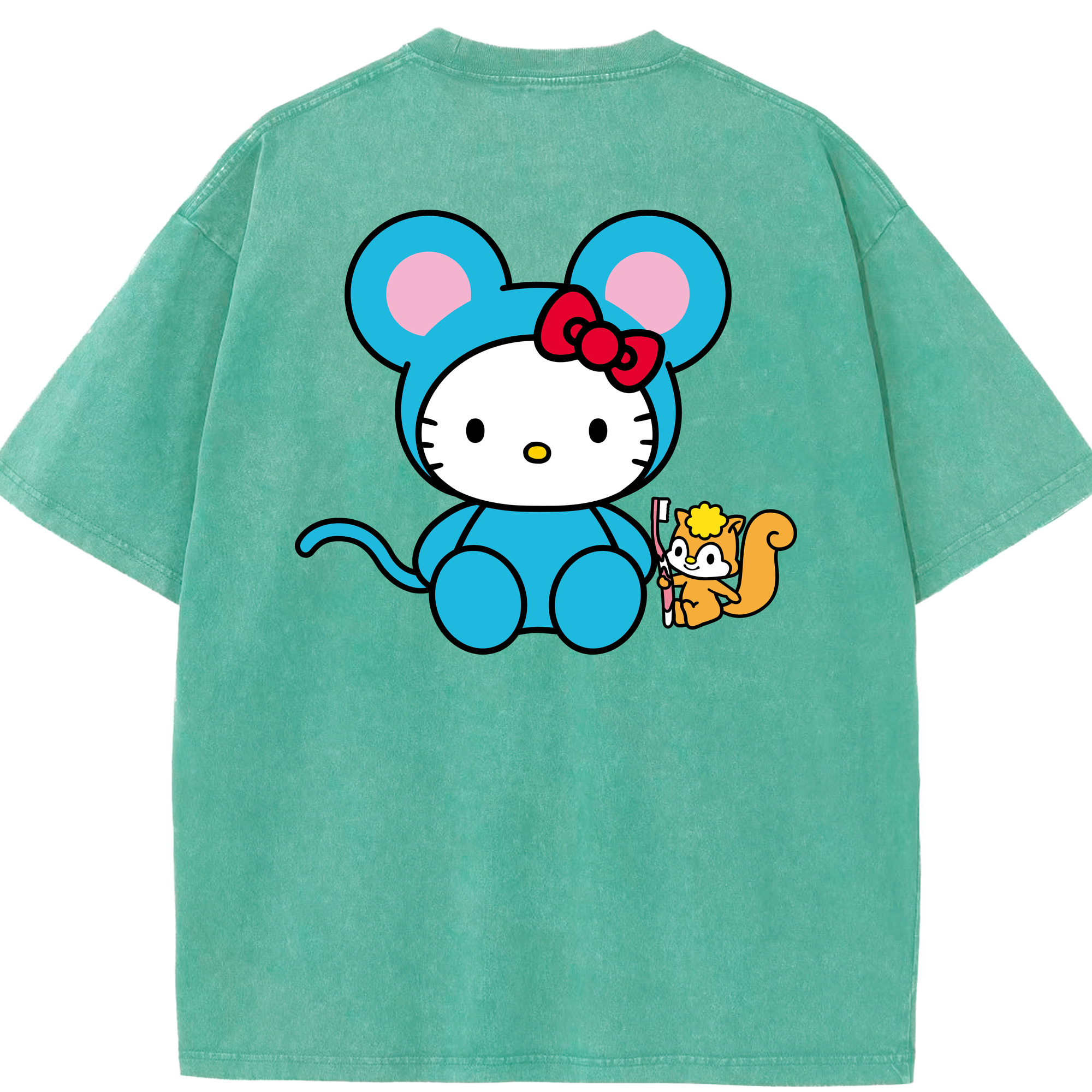 （画像用） Hello Kitty ハローキティ 綿100% ヴィンテージ風 半袖Tシャツ（背面プリント）